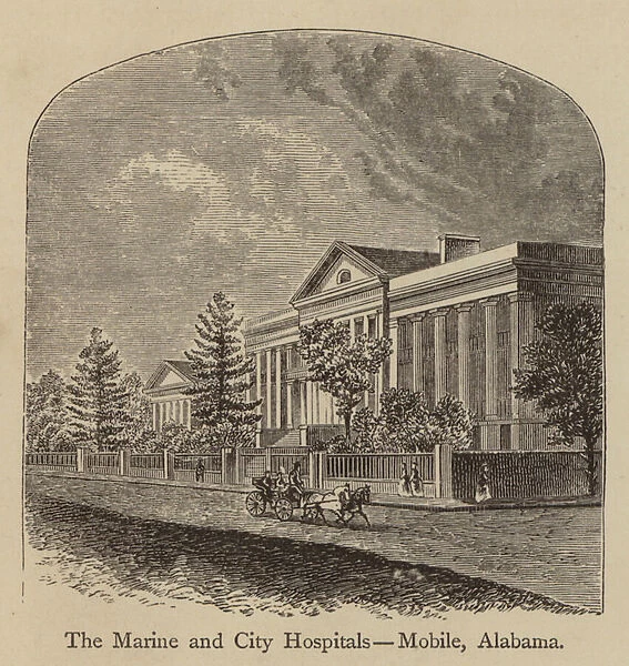 The Marine and City Hospitals, Mobile, Alabama (engraving)