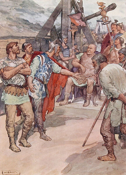 Marius and the Ambassadors of the Cimbri (colour litho)