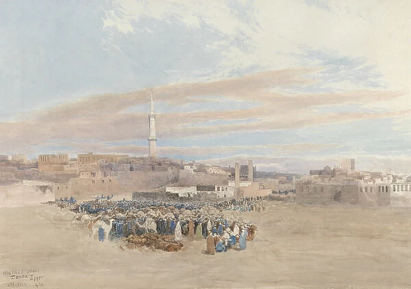 The Market Place, Tanga, Egypt, 1874 (w  /  c over graphite)
