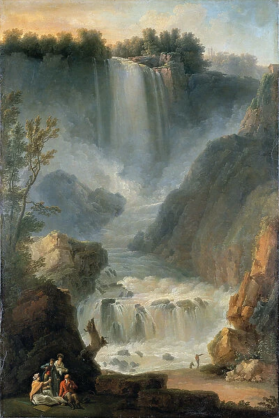 The Marmore waterfall, Terni (oil on paper laid on canvas)
