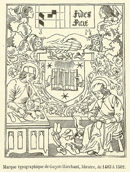Marque typographique de Guyot-Marchant, libraire, de 1483 a 1502 (engraving)