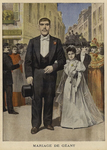 Marriage of a giant, Pantin, France, 1897 (colour litho)