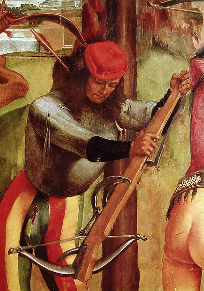 The Martyrdom of St. Sebastian, detail of an archer (oil on panel) (detail of 165896)