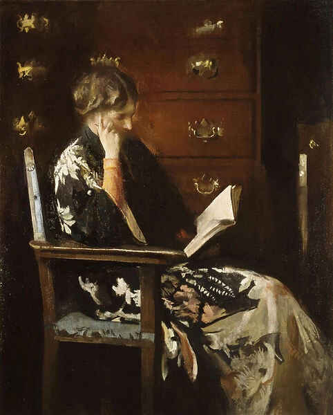 Mary Reading, (oil on canvas)