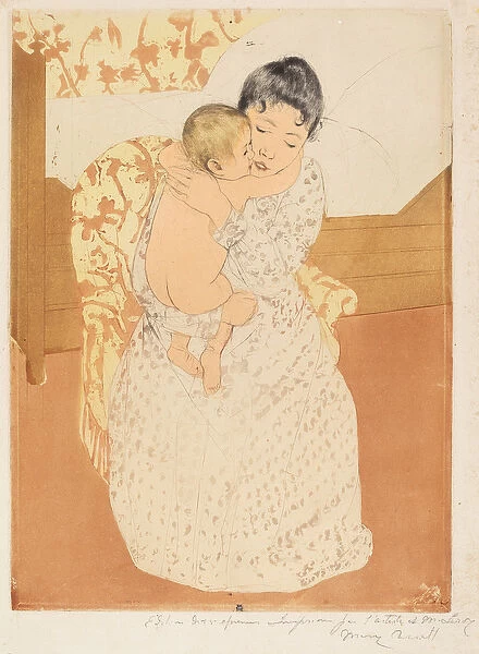 Maternal Caress, 1890-1 (colur drypoint and aquatint on cream laid paper)