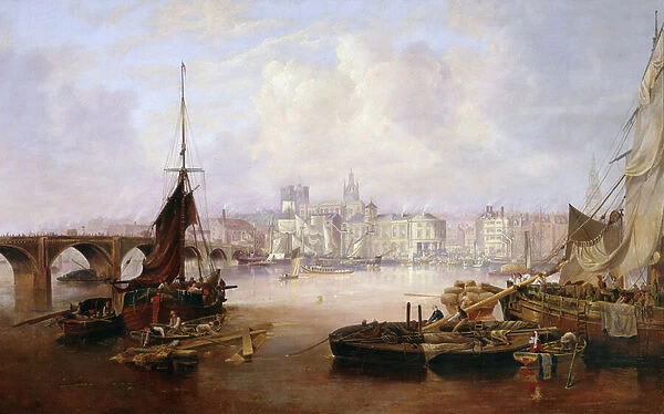 The Mayors Barge on the Tyne, 1828 (oil on canvas)