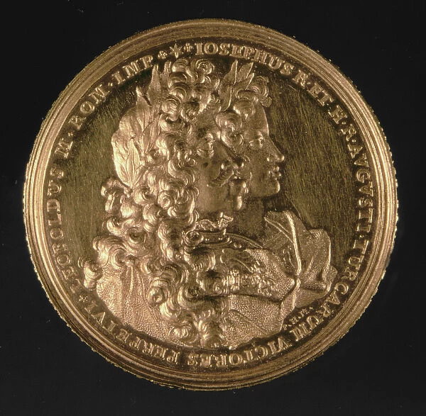 Medallion bearing portraits of Holy Roman Emperors Leopold I (1640-1705