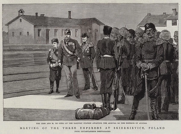 Meeting of the Three Emperors at Skiernievice, Poland (engraving)