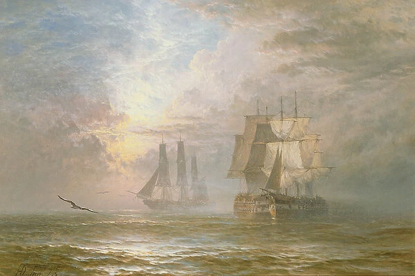 Men of War at Anchor, 1873 (oil on canvas)