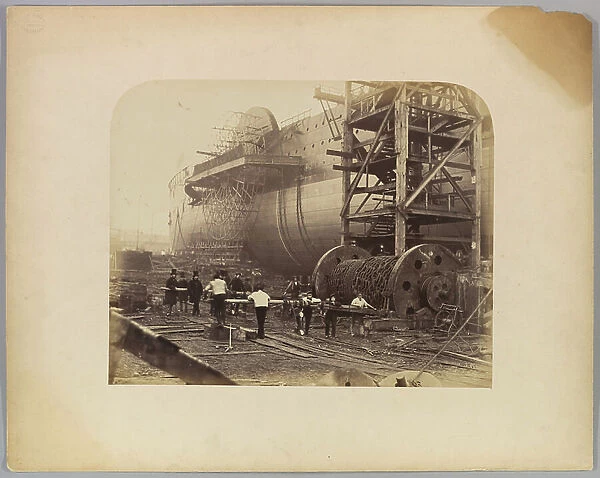 Men at Work Beside the Launching Chains of the 'Great Eastern', 1857 (photo)