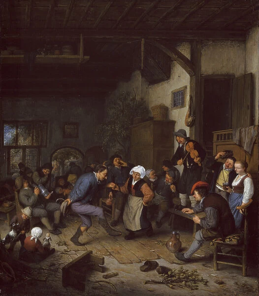 Merrymakers in an inn, 1674 (oil on panel)