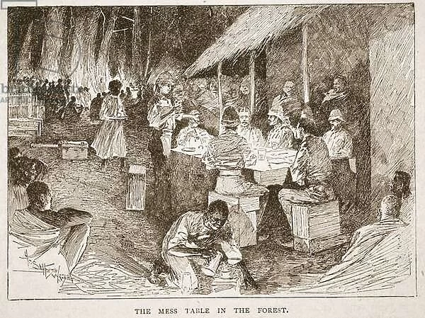 The mess table in the forest, illustration from Battles of the Nineteenth Century