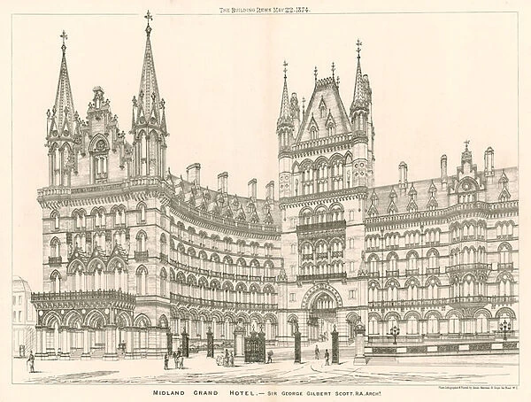 Midland Grand Hotel, Sir George Gilbert Scott, architect (engraving)