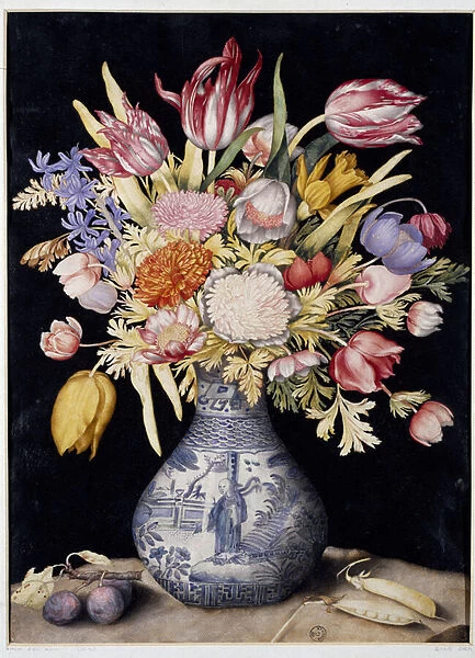 Ming Vase of Flowers (w  /  c on parchment)