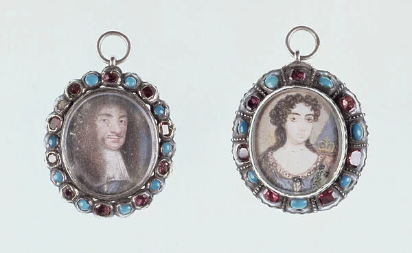 Miniatures of Charles II and Catherine of Braganza