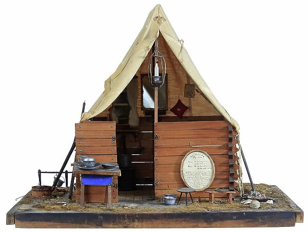 Model of a soldier's living quarters on Folly Island, South Carolina