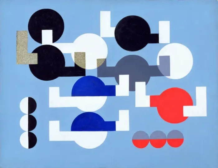 Framed Print : Composition of Circles and Overlapping Angles Print, oil on canvas
