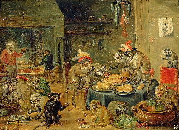 Monkey Banquet, 1810 (oil on wood)