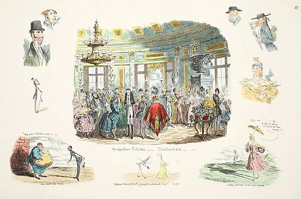 Montpellier Rotunda, Cheltenham, pub. 1833 (hand coloured etching)