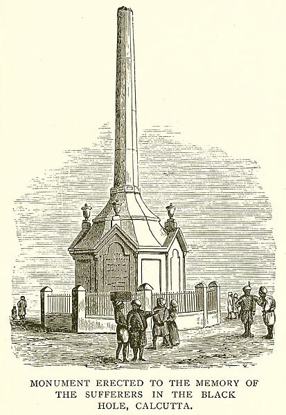 Monument Erected to the Memory of the Sufferers in the Black Hole, Calcutta (engraving)
