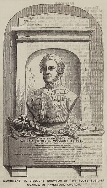 Monument to Viscount Chewton of the Scots Fusilier Guards, in Navestock Church (engraving)