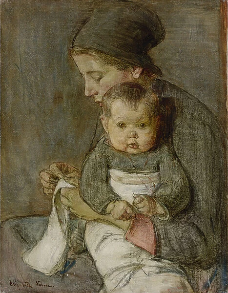Mother and Baby (oil on canvas)