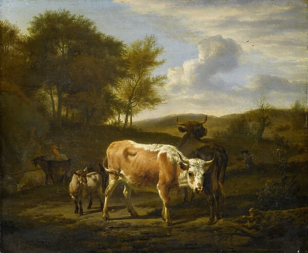 Mountainous Landscape with Cows, 1663 (oil on panel)