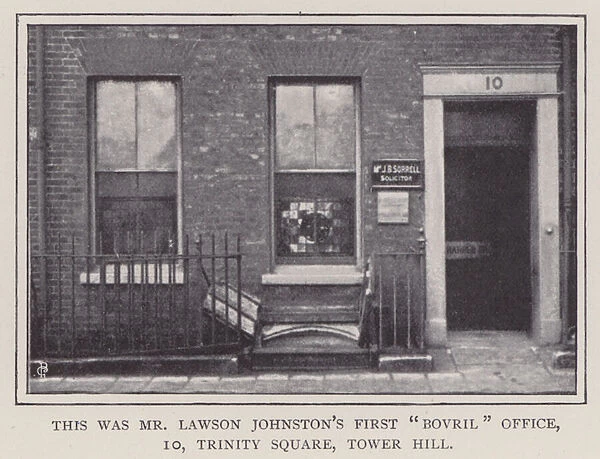 Mr Lawson Johnstons first Bovril office, 10 Trinity Square, Tower Hill, London (b  /  w photo)