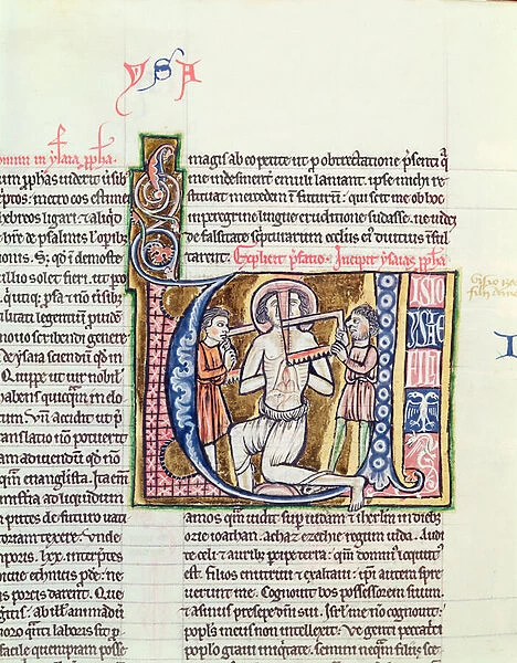 Ms 21 fol. 98v The Martyrdom of Isaiah, from a Bible (vellum)