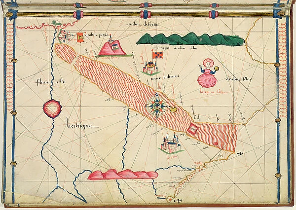 Ms Ital 550. 0. 3. 15 fol. 6r Map of Egypt, from the Carte Geografiche (vellum)