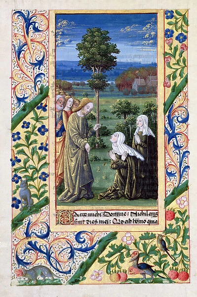 Ms Lat. Q. v. I. 126 f. 69v Martha and Mary telling Jesus of the death of Lazarus