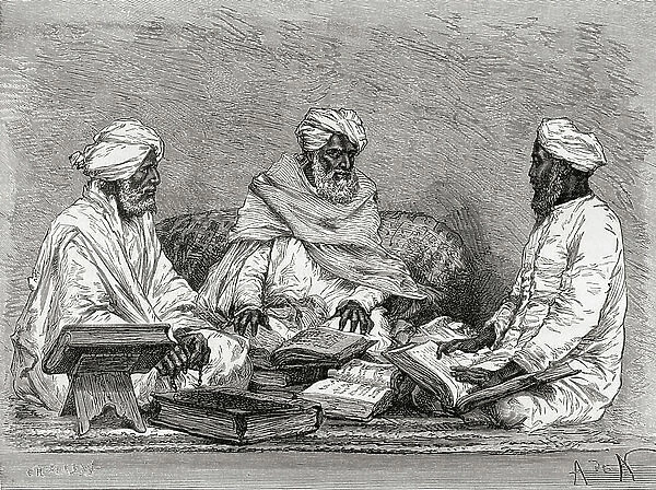 Mullahs from Bhopal, India in the 19th century (engraving)