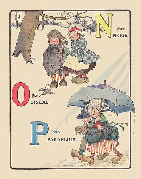 N for Snow - O for Bird - P for Umbrella, 1920 (illustration)