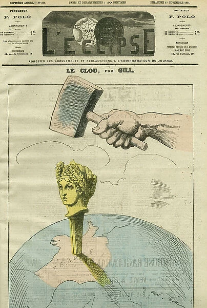 The nail, a cartoon on the Republic illustrating a quote by Alexandre Dumas Fils