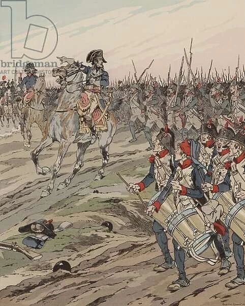 Napoleon Bonaparte, Soldats! Souvenez-Vous Que J Ai L Habititude De Coucher Sur Les Champs De Bataille (colour litho)