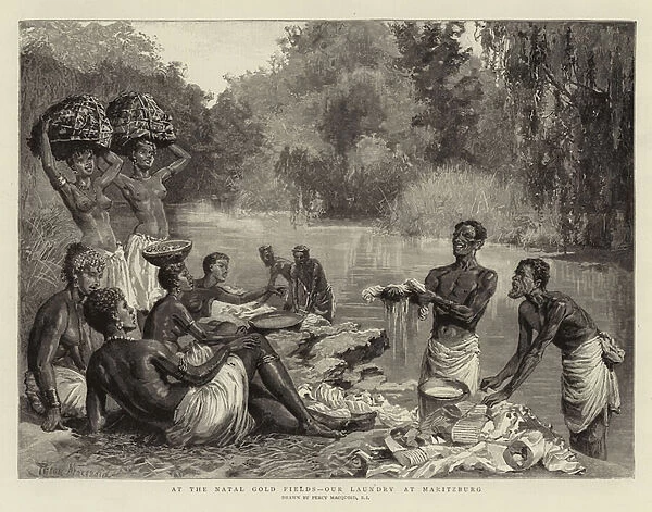 At the Natal Gold Fields, our Laundry at Maritzburg (engraving)