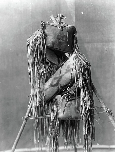 Native American Piegan fringed leather Medicine bags
