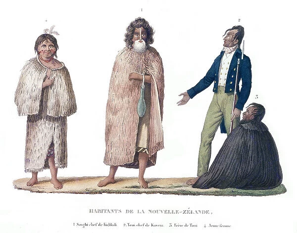 Natives of New Zealand, from Voyage Autour du Monde sur la Corvette La Coquille