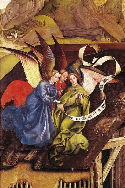 Nativity, detail of three angels, c. 1425 (oil on panel) (detail of 128673)