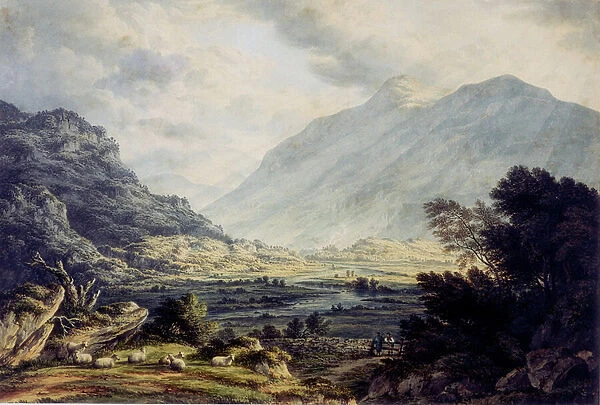 Near Capel Currig, with a view of Mount Snowdon, Wales, about 1793-1830 (Watercolour)