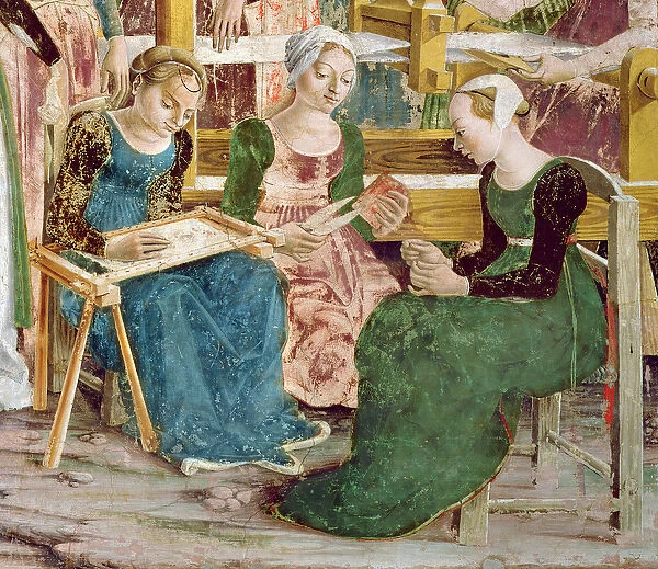 Needleworkers, detail from The Triumph of Minerva: March, Room of the Months, c