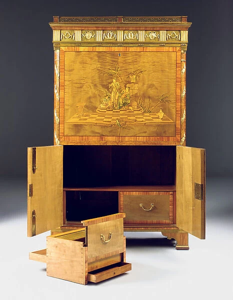 Neoclassic secretaire a abattant, c. 1775 (ormolu mounted sycamore, burr yew