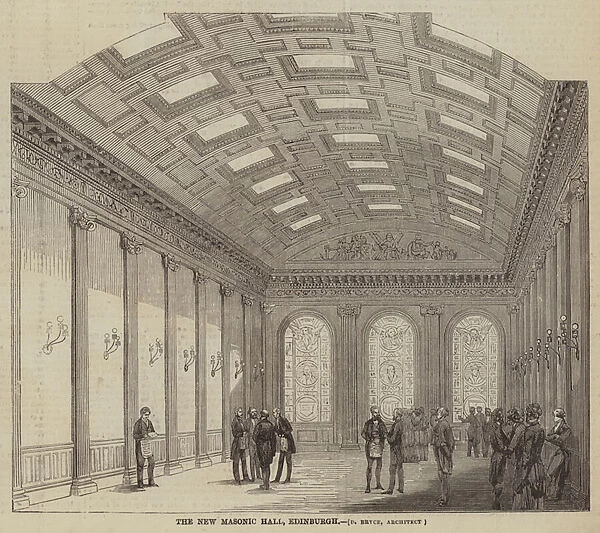 The New Masonic Hall, Edinburgh, D Bryce, Architect (engraving)