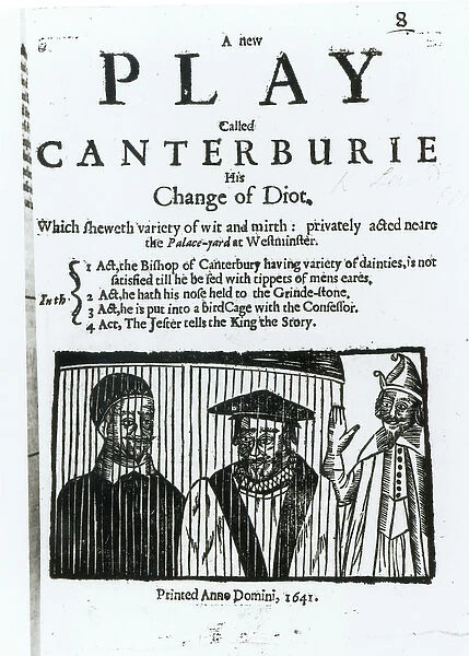 A New Play called Canterburie, 1641 (engraving) (b  /  w photo)