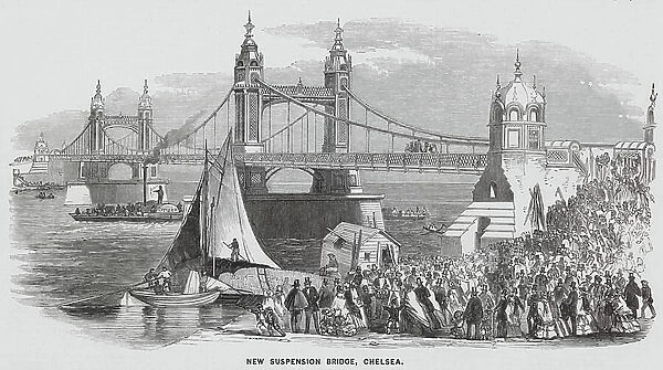 New Suspension Bridge, Chelsea, London (engraving)