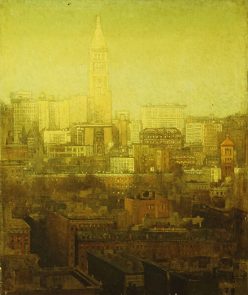 New York Cityscape, (oil on canvas laid down on board)