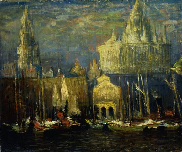 New York Waterfront, 1925 (oil on canvas)