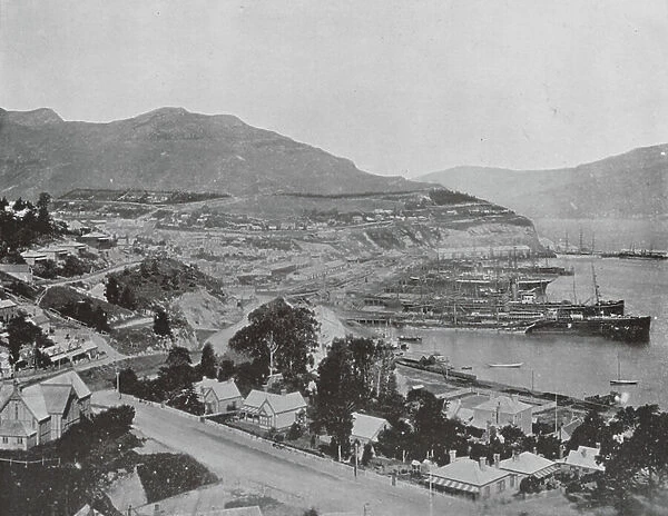 New Zealand, 1890s: Lyttelton, the Harbour (b / w photo)