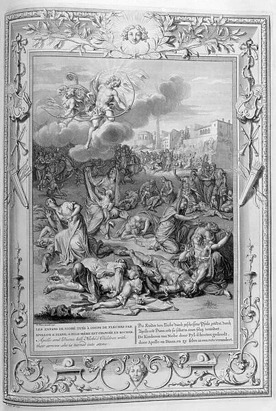 Niobe and her slain children (engraving)