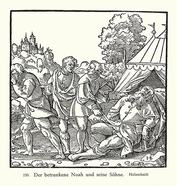Noah and his sons (woodcut)